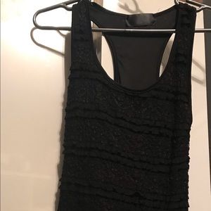 Black long lace tank top size M fitted